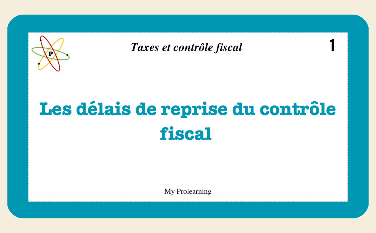 FICHES TAXES ET CONTRÔLE FISCAL - My Prolearning