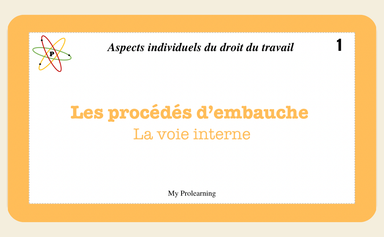 FICHES ASPECTS INDIVIDUELS DU DROIT DU TRAVAIL - My Prolearning