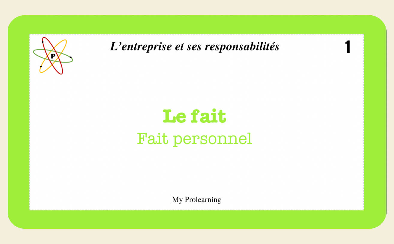 FICHES ENTREPRISES ET RESPONSABILITÉS - My Prolearning