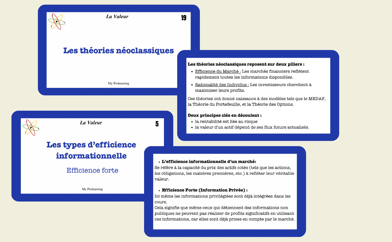 FICHES DE LA VALEUR - My Prolearning