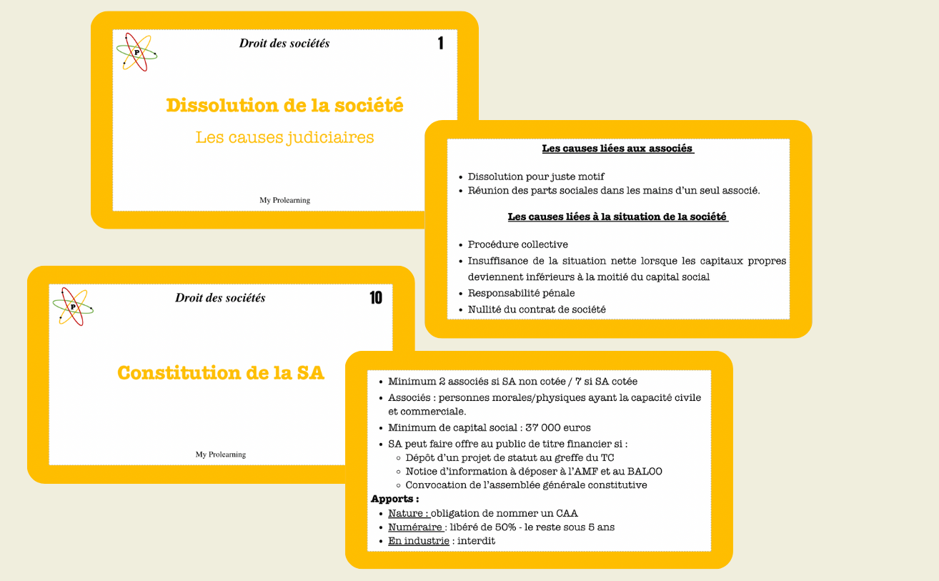 FICHES DROIT DES SOCIÉTÉS - My Prolearning