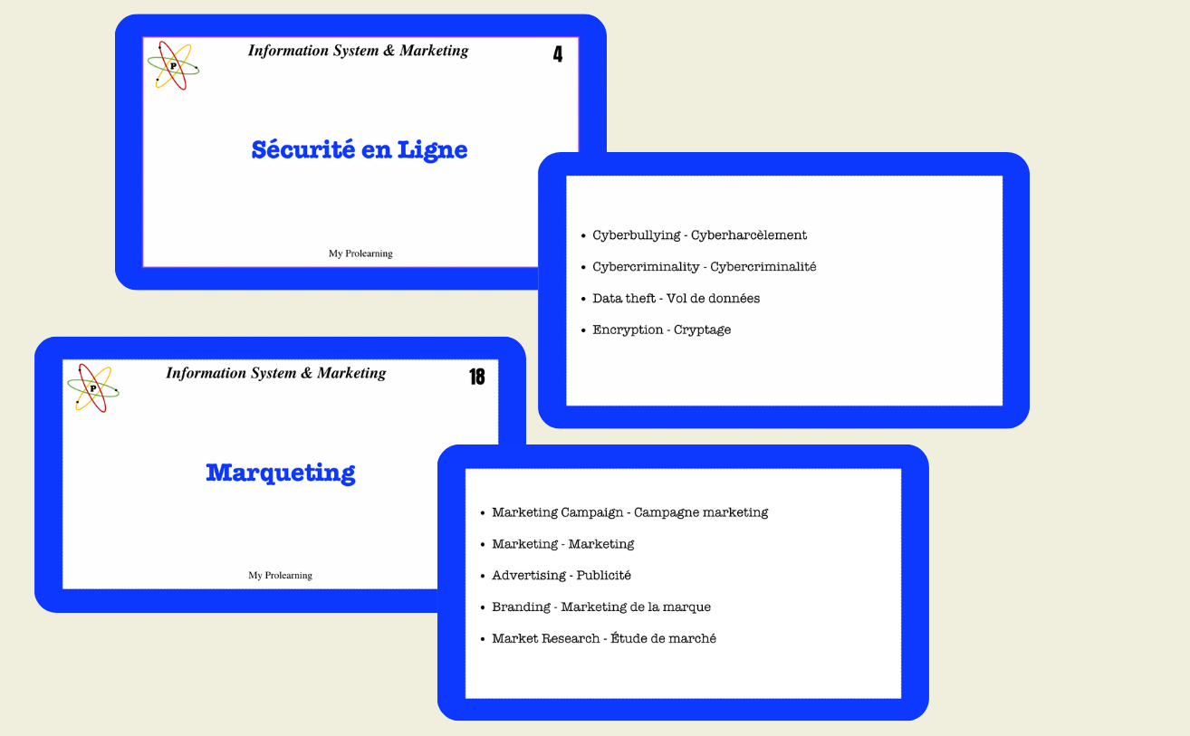 Fiches Information System & Marketing - My Prolearning