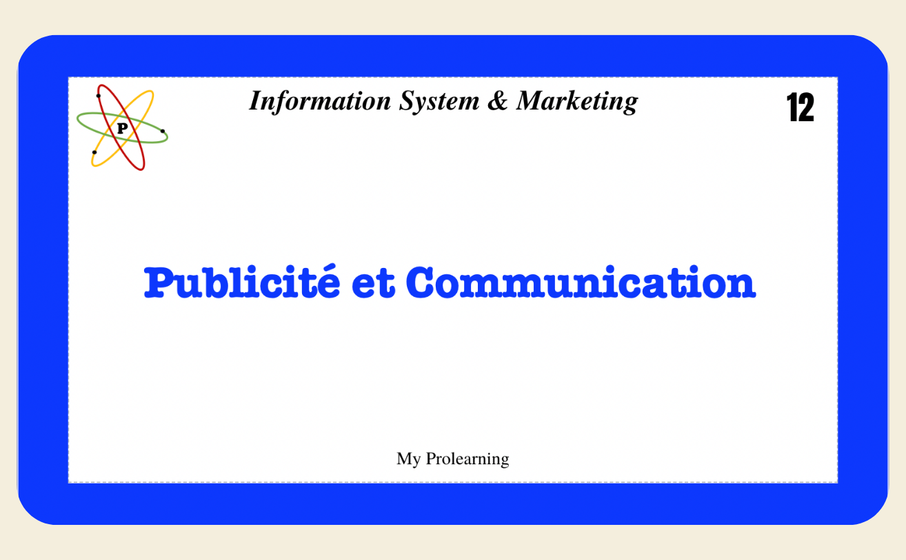 Fiches Information System & Marketing - My Prolearning