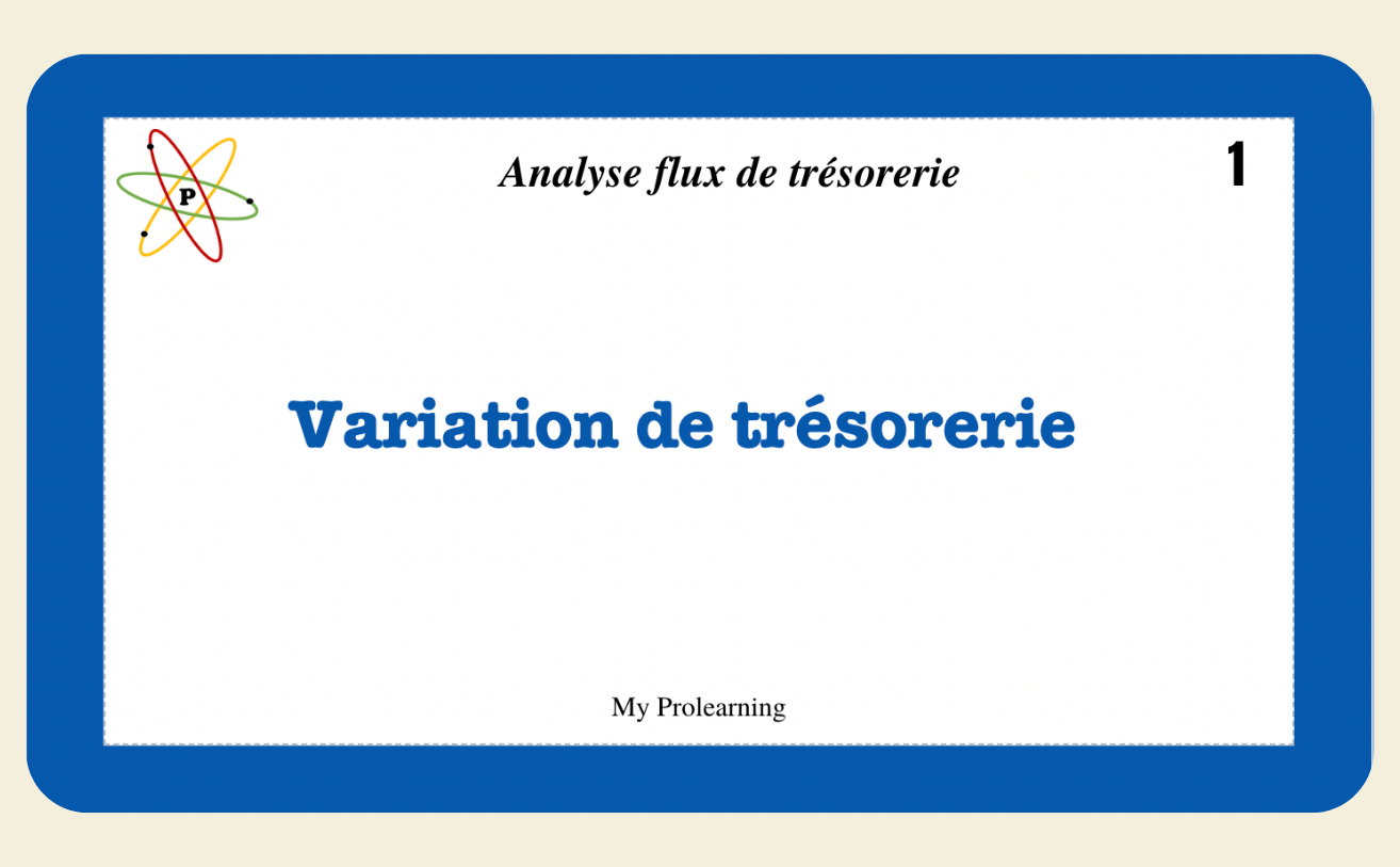 FICHES ANALYSE DES FLUX DE TRÉSORERIE - My Prolearning